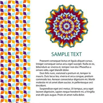 Colorful template frame with mandala, vector illustration Illustrazione stock