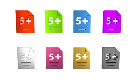 Colorful Test or exam sheet icon isolated on white background. Test paper, .. Stock Illustration