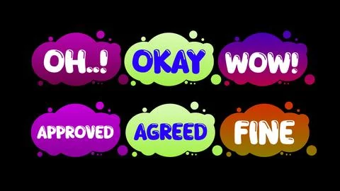 Colorful text with bubble design on a black background. Stock Illustration