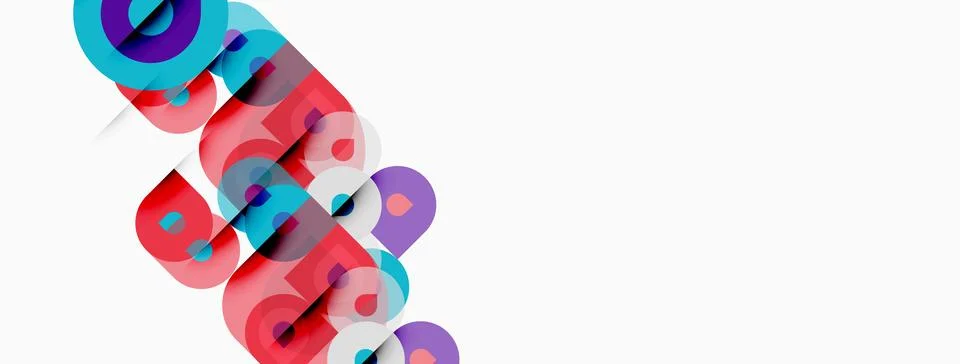 Colorful text design features overlapping, rounded letters. Bright hues creat Stock Illustration