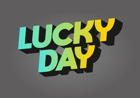 Colorful text design featuring the words LUCKY DAY in bold, playful typogra.. Stock Illustration