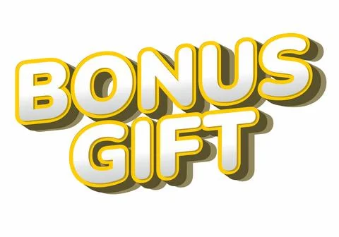 A colorful text design featuring the words BONUS GIFT in bold, 3D style wit.. Stock Illustration