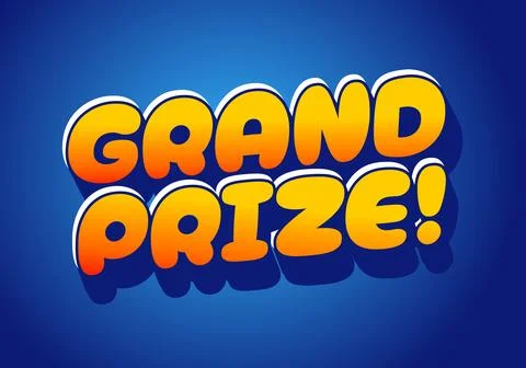 Colorful text design featuring the words Grand Prize! in bold, playful font.. Stock Illustration