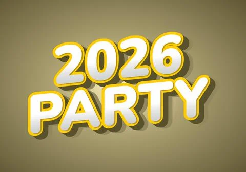 A colorful text design featuring the year 2026 and the word PARTY in a play.. Stock Illustration