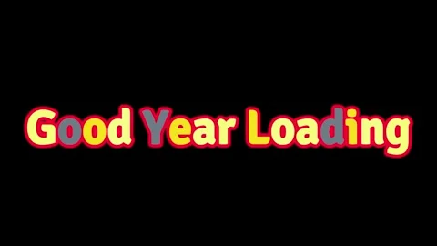 Colorful text good year loading slides across a black background for festive Vídeo Stock 344714145