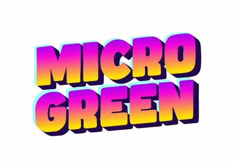 Colorful text graphic featuring the words MICRO GREEN in a bold, 3D style w.. Stock Illustration