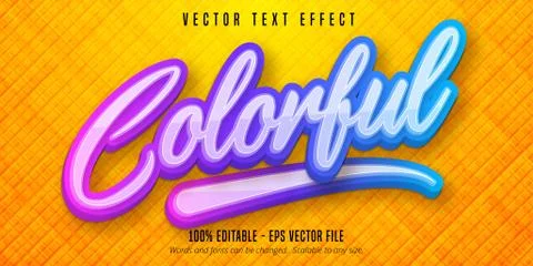 Colorful text, multicolor gradient style editable text effect Stock Illustration
