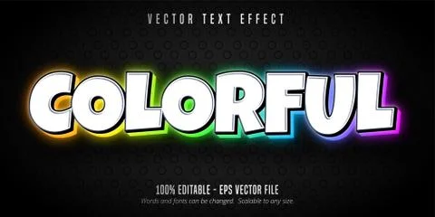 Colorful text, multicolor style editable text effect Stock Illustration