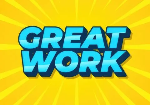 Colorful text saying great work on bright yellow background イラスト素材