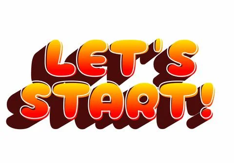 Colorful text saying LETS START! with a shadow effect Illustrazione stock