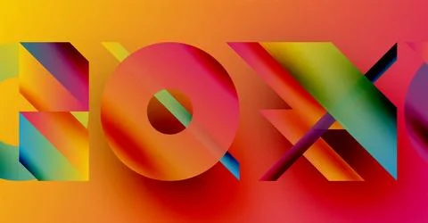 Colorful text spells NOX. Gradient hues blend, creating dynamic visual impact. Ilustração Stock
