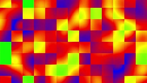 Colorful Thermographic waves on the mosaic pattern background Stock Footage 240320445