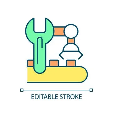 Colorful thin line representing predictive maintenance icon Stock Illustration