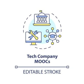 Colorful thin linear icon tech company MOOCs concept イラスト素材