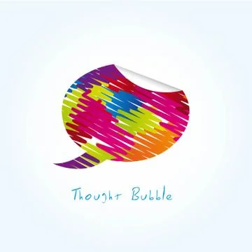 Colorful thought bubble over blue background. vector Stock Illustration