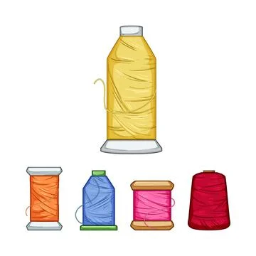 Colorful thread spools and cones for sewing Stock Illustration