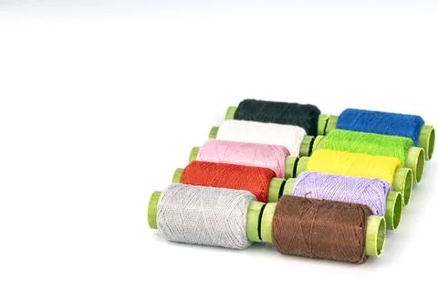 Colorful Thread Spools Collection - Craft and Sewing Supplies in Vibrant Colo Stock Photos
