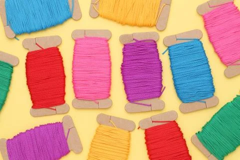 Colorful thread spools Stock Photos