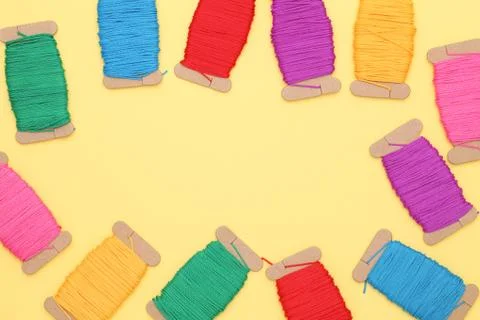 Colorful thread spools Stock Photos
