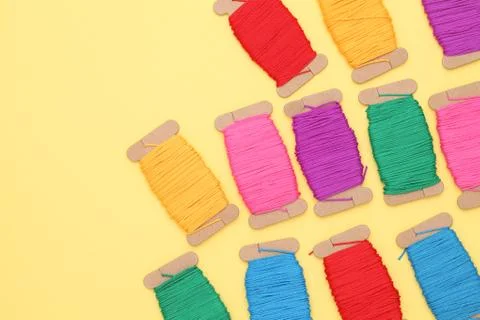 Colorful thread spools Stock Photos