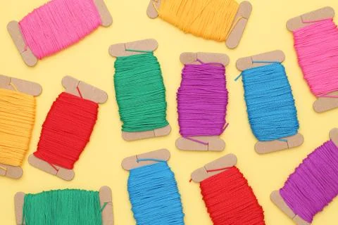 Colorful thread spools Stock Photos