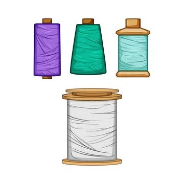 Colorful thread spools for sewing and crafting Stock Illustration
