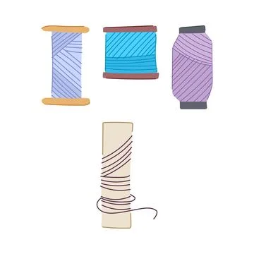 Colorful threads and spools for sewing and crafting Stock Illustration