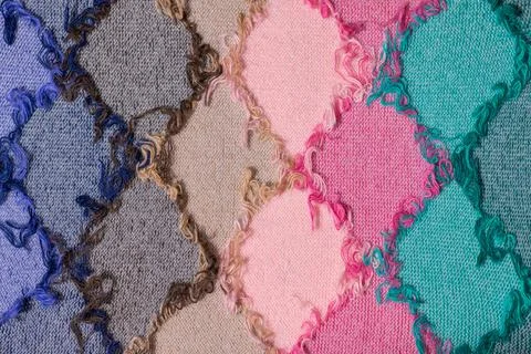Colorful threads. Argyle pattern. Pastel colors background 写真素材