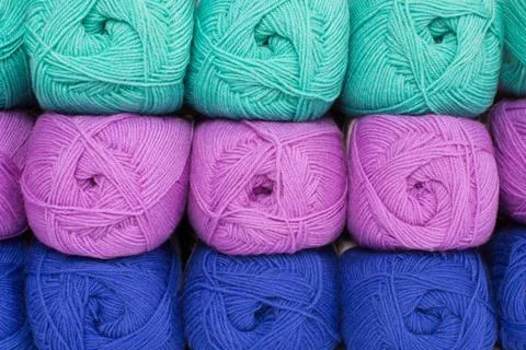 Colorful threads. Knitting background. Stock Photos