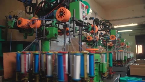 Colorful Threads Machine Production Stock Footage 137771062
