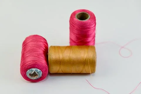 Colorful Threads on White Stock Photos