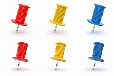 Colorful thumbtacks on white isolated background イラスト素材
