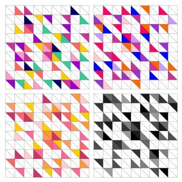 Colorful tile background set vector illustration. Stock Illustration