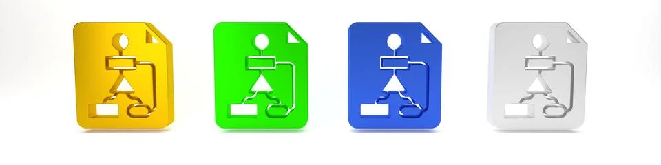 Colorful Tile flowchart for program design or process management plan icon .. Stock Illustration