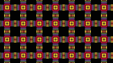 Colorful tile pattern geometric style made on a black background sideward Stock Footage 202122960