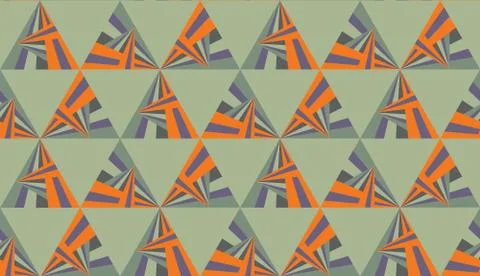 Colorful tile vector background illustration. Grey, orange, and green triangle Stock Illustration