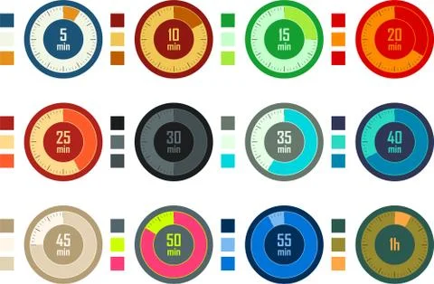 Colorful timers set Stock Illustration
