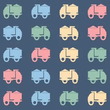 Colorful tipper truck vector pattern. Ilustración de archivo