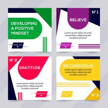 Colorful tips instagram post collection Stock Illustration