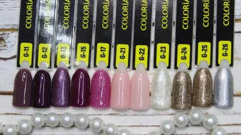 Colorful tips. Set of false nails for manicure. Stock Photos