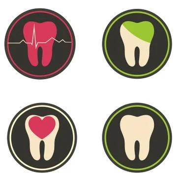 Colorful tooth illustrations Illustrazione stock
