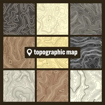 Colorful topographic map with contour lines. Geographic terrain grid, relief Stock Illustration