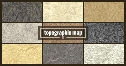 Colorful topographic map with contour lines. Geographic terrain grid, relief Stock Illustration