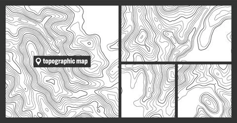 Colorful topographic map sets with contour lines. Geographic terrain grid Stock Illustration