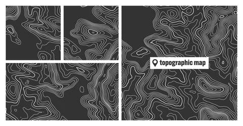 Colorful topographic map sets with contour lines. Geographic terrain grid Stock Illustration