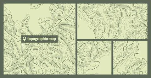 Colorful topographic map sets with contour lines. Geographic terrain grid Stock Illustration