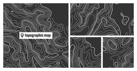 Colorful topographic map sets with contour lines. Geographic terrain grid Stock Illustration