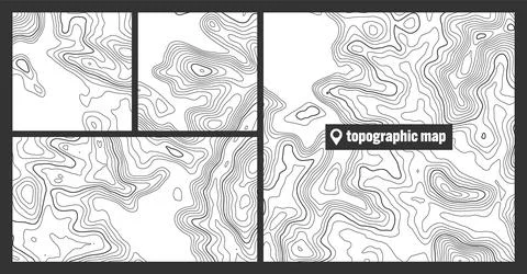 Colorful topographic map sets with contour lines. Geographic terrain grid Illustrazione stock