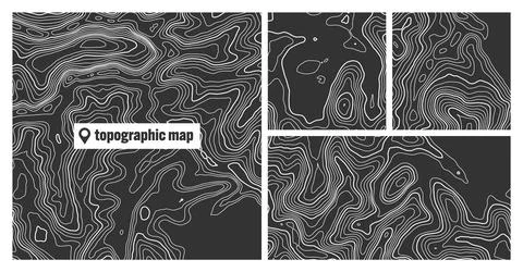 Colorful topographic map sets with contour lines. Geographic terrain grid Stock Illustration
