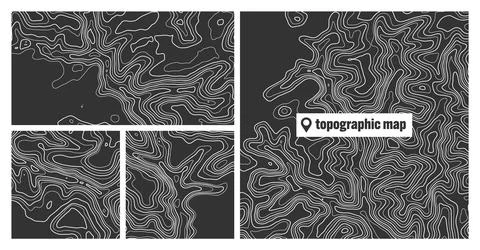Colorful topographic map sets with contour lines. Geographic terrain grid Stock Illustration